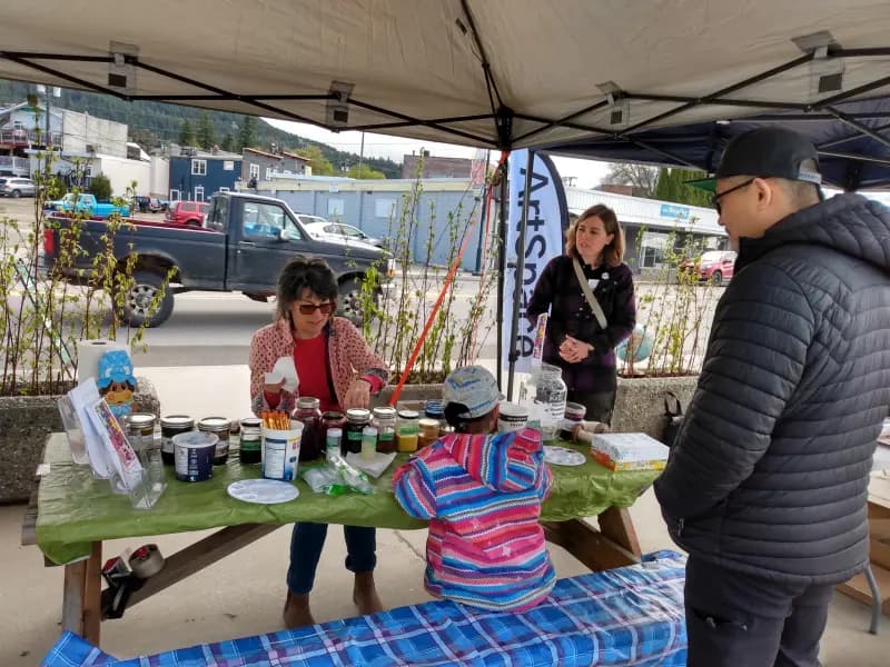 Community painting activity with families